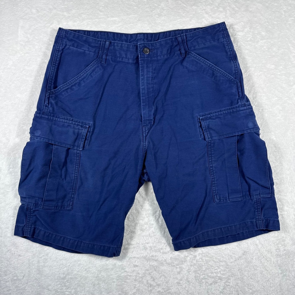Levis Mens Blue Ripstop Cargo Shorts Size 36 Utility Workwear Casual 100% Cotton